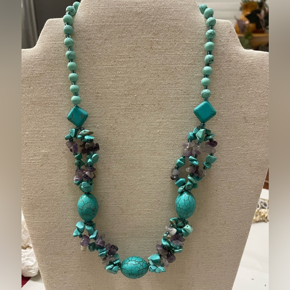 Turquoise and amethyst necklace